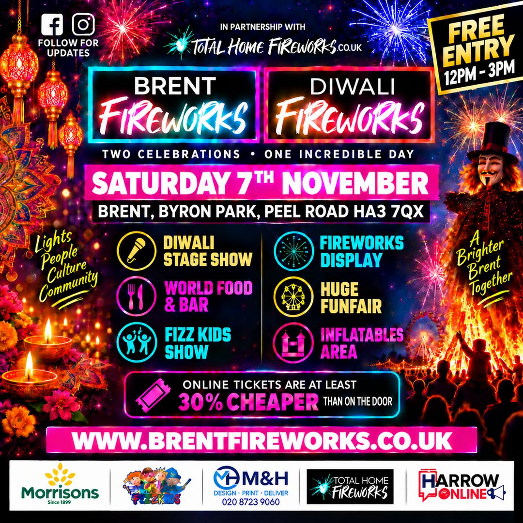 Brent and Harrow Fireworks Display - Saturday 7th November 2026 - Bonfire night meets Diwali — event image